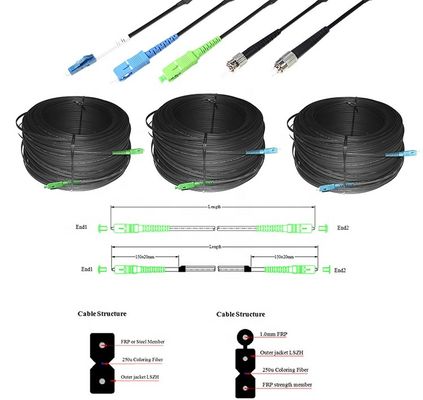 Кабель падения прыгуна на открытом воздухе FTTH, гибкий провод волокна G657A оптически
