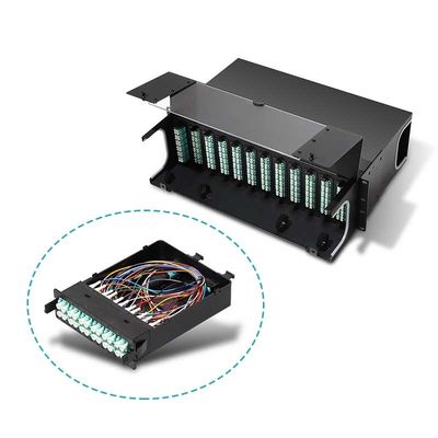 Дюйм 1U MPO MTP-LC 24F 10G 40G пульта временных соединительных кабелей 19 волокна высокой плотности оптически
